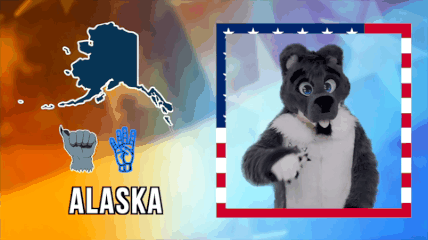 Wakewolf signed in American Sign Language for "Alaska"