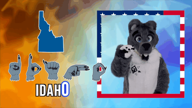 Wakewolf signed in ASL for "Idaho"